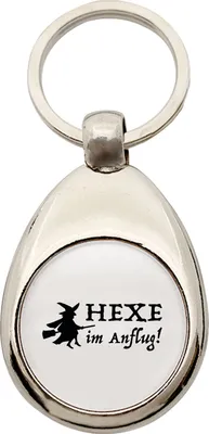 Produktbild von Huuraa Schlüsselanhänger Hexe im Anflug Metall Schlüsselring Einkaufswagenchip Geschenkidee