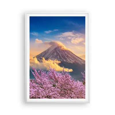 Produktbild von Gerahmtes Poster - Weißer Rahmen - Fuji Blume Kirsche - 70x100 cm - Wand Bild - Wanddeko - Wandbilder - Kunstposter - Wandposter - Bilderrahmen - Bilder - Kunstdruck - P2WPA70x100-4490