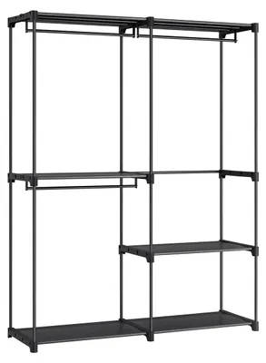 Image de Armoire portable noire – Acier/Plastique – 43 x 138 x 182 cm – Charge maximale de 20 kg par étagère