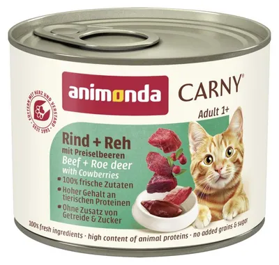 Zdjęcie produktu dla animonda Carny 4017721837002, Dorosły, Każda rasa, Lingonberry, Wołowina, Sarnina, 200 g
