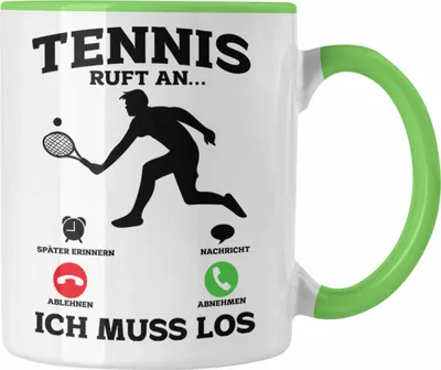 Produktbild von Trendation - Tennis Tasse Geschenk Lustige Tasse Tennisfans - Geschenkidee Tennisspieler Ruft An (Grün)