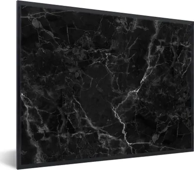Produktbild von MuchoWow® Gerahmtes Poster Marmor - Schwarz - Weiß - Textur - Marmoroptik 40x30 cm - Poster mit Schwarzem Bilderrahmen Wandposter Rahmen Foto Bilder - Kunstposter - Wanddekorationen