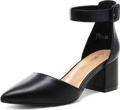 Produktbild von DREAM PAIRS Hochzeitsschuhe Damen Spangenpumps Tanzschuhe Sandaletten mit Blockabsatz Slingback Pumps,Size 43,Schwarz/Pu,ANNEE