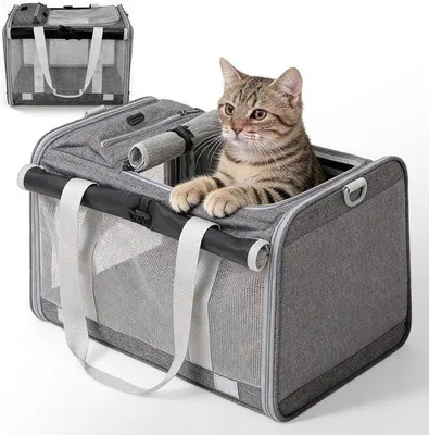 Produktbild von Transportbox für Haustiere – Tragbare Reisetasche – Reisen mit Haustieren – Faltbar und atmungsaktiv – 45 x 28 x 28 cm