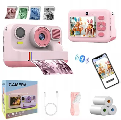 Productafbeelding van Kindercamera - Digitale camera met directe afdrukfunctie - Twee selfiecamera's - 1080p HD - 48 MP - Elektronische beeldstabilisatie - Inclusief printpapier - Roze
