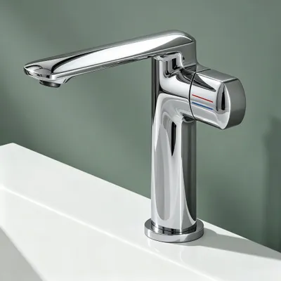 Produktbild von Mai & Mai Armatur Bad Wasserhahn Badezimmer Waschtischarmatur Einhebelmischer Mischbatterie Bad aus Messing mit Wassersparfunktion Silber 1180