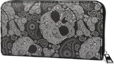 Produktbild von styleBREAKER Damen Geldbörse mit Totenkopf Paisley Print, Reißverschluss, Portemonnaie 02040118