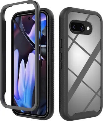 Produktbild von Hülle für Google Pixel 9A, Hybrid Transparente Rückseite TPU Bumper Stoßfest Schutzhülle Schwarz