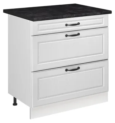 Imagen del producto de Mueble bajo de cocina Vicco R-Line Blanco casa de campo/Blanco 80 cm con 3 cajones encimera Antracita, Model 72348