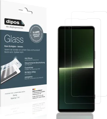 Produktbild von 2x Schutzfolie für Sony Xperia 1 V - Anti-Shock 9H Folie dipos Glass Kunststoffglas