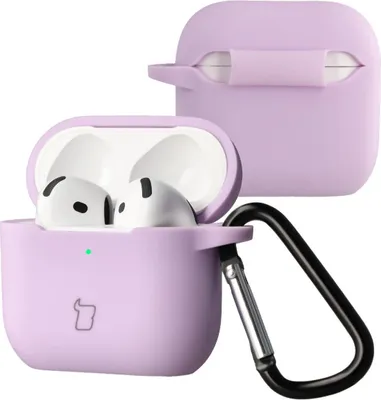 Produktbild von Silikonhülle mit Karabiner für AirPods 4, Bizon Case Headphone Silicone, Lavendel