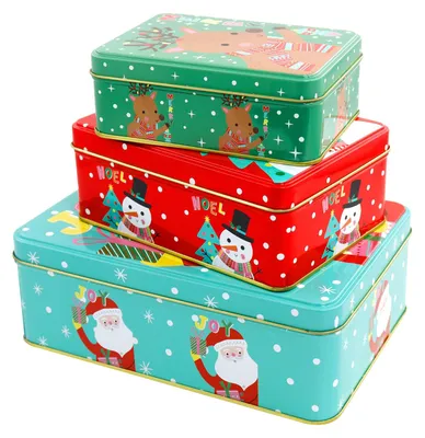3er-Set Weihnachts-Keksdosen aus Metall, stapelbar, 3 Größen