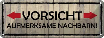 Produktbild von vianmo Blechschild 10x27 cm Vorsicht aufmerksame Nachbarn Warnschild Hinweisschild Sicherheit