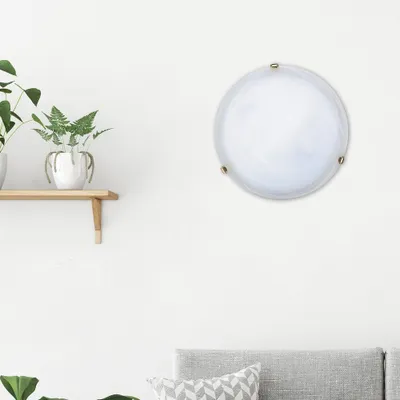 Zdjęcie produktu dla Plafon szklany 40 cm E27 2x60W białe szkło alabastrowe okrągły Alabastro 3301 Rabalux