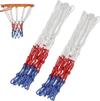 Produktbild von Schweres, mehrfarbiges geflochten Basketballnetz - 2 Stück