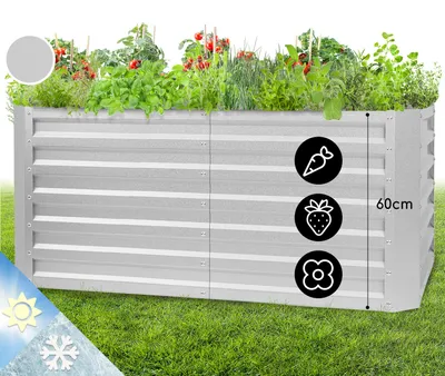 Produktbild von Blumfeldt Hochbeet aus Metall, Wetterfestes Stahl-Hochbeet für Balkon & Garten, Rostfreies Hochbeet Verzinkt, Freistehende Hochbeete 120x60x60 cm, 432L Pflanzkübel Groß für Blumen, Obst, Gemüse