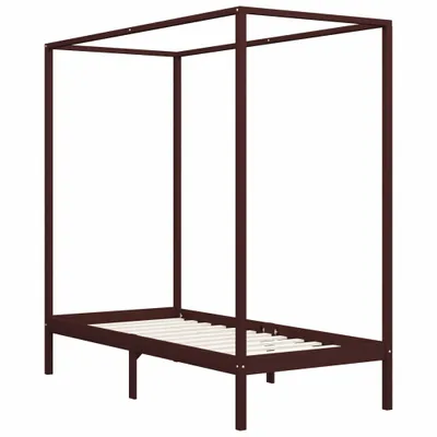 Immagine prodotto di Struttura letto a baldacchino in pino massiccio marrone scuro 90 x 200 cm