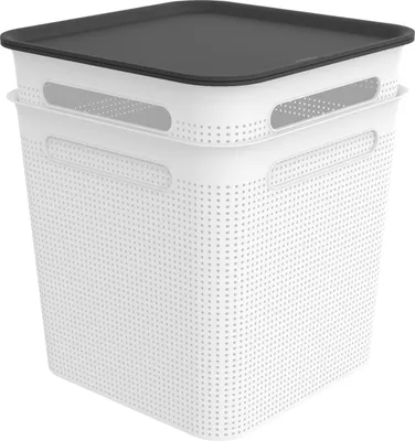 Produktbild von Rotho Aufbewahrungsbox Brisen mit Deckel 29,5 x 29,5 cm 18 L mistletoe weiß 2er Set