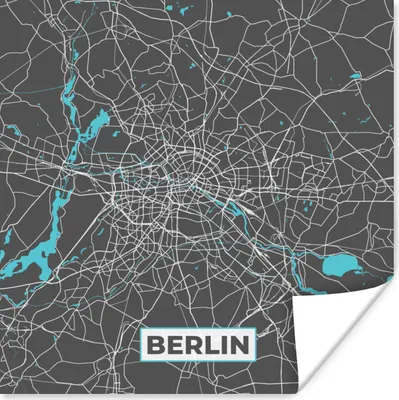 Produktbild von MuchoWow® Poster Deutschland - Blau - Berlin - Stadtplan - Karte 50x50 cm - Wohnzimmerdekoration