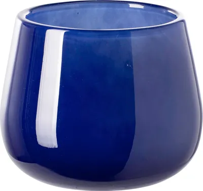 Image de Fink MARLY, vase en verre, bougeoir, verre, surface lisse, bleu, L. 14 cm, l. 14 cm, H. 11 cm, D. 14 cm. Hauteur : 11,00 cm. Largeur : 13,50 cm. Profondeur : 13,50 cm. Diamètre : 13,50 cm. 115390