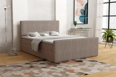 Produktbild von Boxspringbett Schlafzimmerbett IKAROS 140x200cm in Stoff Poso Milchkaffee