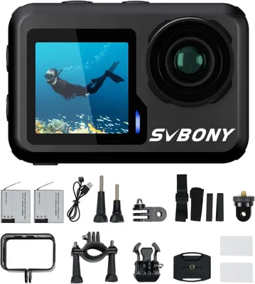 Produktbild von Svbony Act20 Action Kamera, 4K 20MP HD Video Kabellos Sportkamera, 2" Touchscreen EIS Stabilisierung, 170° Weitwinkel 20M wasserdichte Kamera
