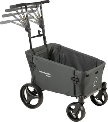 Produktbild von Beach Wagon Bollerwagen PUSH, Handwagen mit Schiebestange Vollgummi-Reifen, Transportwagen faltbar klappbar - Dunkelgrau