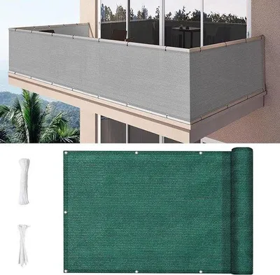 Zdjęcie produktu dla Osłona balkonowa – zasłona ochronna – zapewnienie prywatności – HDPE odporny na promieniowanie UV – 90 x 600 cm – zielona
