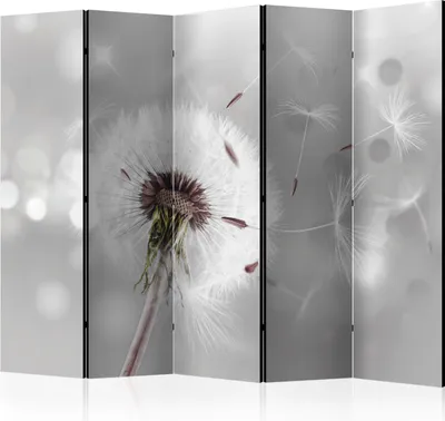 Produktbild von Neuheit! Dekorativer Paravent Raumteiler Trennwand Foto-Paravent Spanische Wand XXL Pusteblumen grau 225x172 cm b-C-0072-z-c
