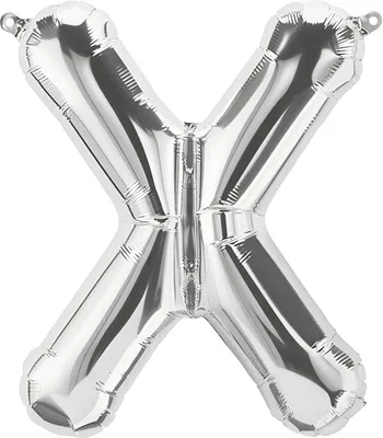 Immagine prodotto di Palloncino in foil con lettera X, color argento, 80 cm circa, da riempire con aria