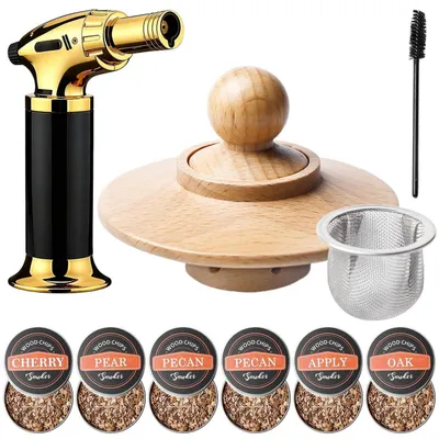 Productafbeelding van Cocktail rookset, whiskey rookset met aansteker en houtkrullen