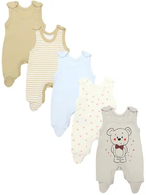 Produktbild von TupTam Baby Unisex Strampler mit Aufdruck Spruch 5er Pack, Farbe: Bärchen Mond Ballon, Größe: 62