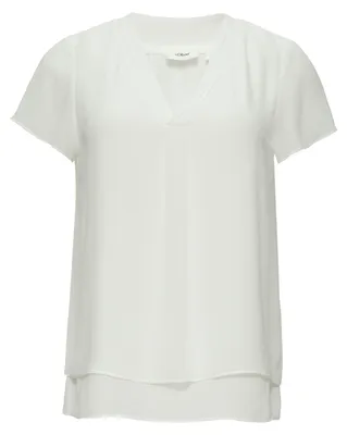 Produktbild von s.Oliver Damen Chiffon-Bluse, luftig-leicht, V-Ausschnitt, kurze Ärmel, Regular Fit