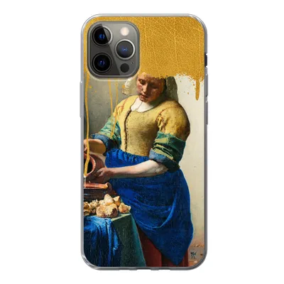 Produktbild von MuchoWow® Handyhülle Schutzhülle Hülle für iPhone 12 Pro Milchmädchen - Gold - Alte Meister Silikon Softcase Handy Hülle - Abdeckung