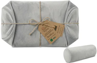 Zdjęcie produktu dla Poszewka na wałek pod szyję aksamit bez wypełnienia zdejmowana 40x16 cm szara