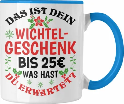 Produktbild von Trendation - Wichtelgeschenk für 25 Euro Tasse Wichteln für Frauen Kollegen Wichtel-Tasse Schrottwichteln (Blau)