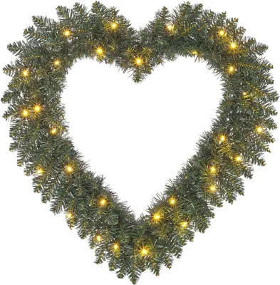 Produktbild von Black Box Trees Weihnachtskranz Herz mit LED-Lichtern - Ø60 cm - Grün