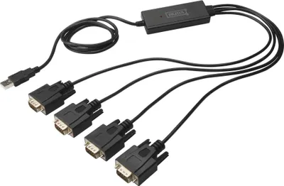 Produktbild von DIGITUS USB 2.0 - 4 x RS232 Adapterkabel 1 MBit/Sek. schwarz