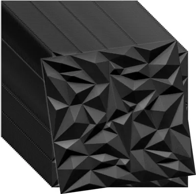 Zdjęcie produktu dla Verdico | Kasetony Sufitowe Czarne Panele Ścienne 3D polistyren - 50x50 cm - 40 sztuk - 10m2 | AMETYST | Piankowe dekoracyjne panele 3D