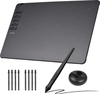 Obrázek produktu pro Grafický kreslicí tablet VINSA T906, ultratenký tablet pro uměleckou tvorbu s bezbateriovým perem, 8 hrotů pera, 8192 úrovní přítlaku, 10 vlastních kombinací kláves, kompatibilní s Windows Android OTG, 9,8 x 6,1 palce, pro kreslení, navrhování, výuku, online kurzy, učitele, studenty