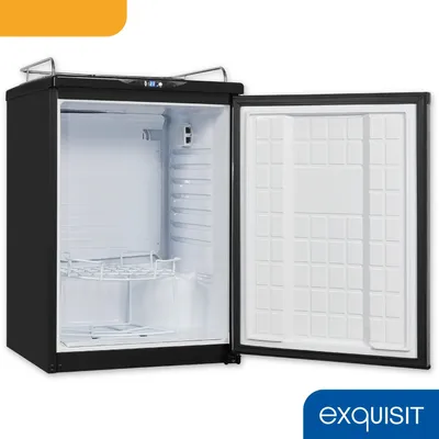 Produktbild von Exquisit Bierkühler, 163 Liter, mit Zapfvorrichtung, Gitterablagen, Türanschlag wechselbar, 89 cm Höhe, 42 dB, Display, BK160-HE-300G inox