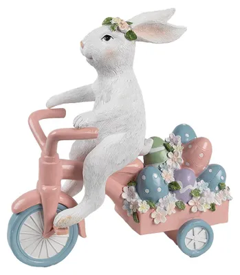 Produktbild von Clayre & Eef Dekorationsfigur Kaninchen 29x12x31 cm Weiß Rosa Kunststoff