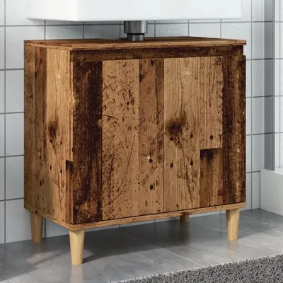 Produktbild von (Robust Möbel)Waschbeckenunterschrank/Badezimmermöbel- modernes Design - Badezimmerschrank/Unterschrank - Altholz-Optik 58x33x60cm Holzwerkstoff NEU405824 - Badezimmerschränke