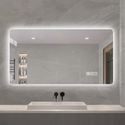 Produktbild von AIORBER LED Badspiegel 60x120cm mit Beleuchtung und Antibeschlag, Dimmbarer Wandspiegel, Touch-Steuerung, Drei Farbtemperaturen, Silber