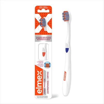 Produktbild von elmex 61043600, Zahnbürste, Erwachsener, Blau, Rot, Weiß, Weich, 1 Stück(e), Sichtverpackung