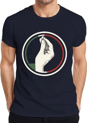 Obrázok produktu pre Talianske gesto Chef's Kiss Italy Flag Retro Pizza Pasta Pánske tričko, Navy, XL