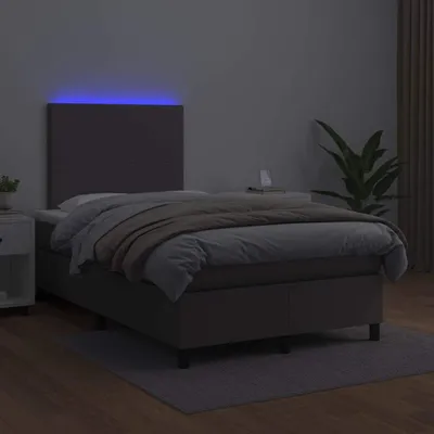 Produktbild von Cloris Designermöbel Boxspringbett mit Matratze & LED Grau 120x200 cm Kunstleder 2024 Neu