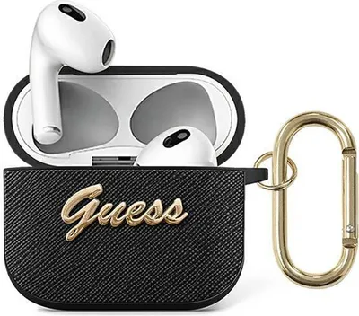 Produktbild von Guess Gua3Sasmk Airpods 3 Abdeckung Czarny/Schwarz Saffiano Script Metal Collection