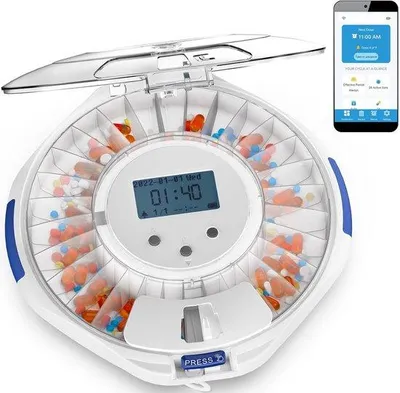 Productafbeelding van Slimme medicijndispenser met alarm en WiFi-app voor senioren - Automatische medicijndispenser voor 28 dagen