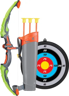 Image de Kit arc et flèches pour enfants, tir à l'arc lumineux avec cible et carquois, 3 flèches à ventouse